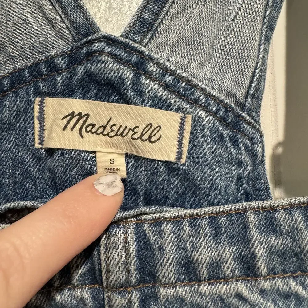 Madewell Denim Baggy Tapered Overalls Size Small - Picture 4 of 6